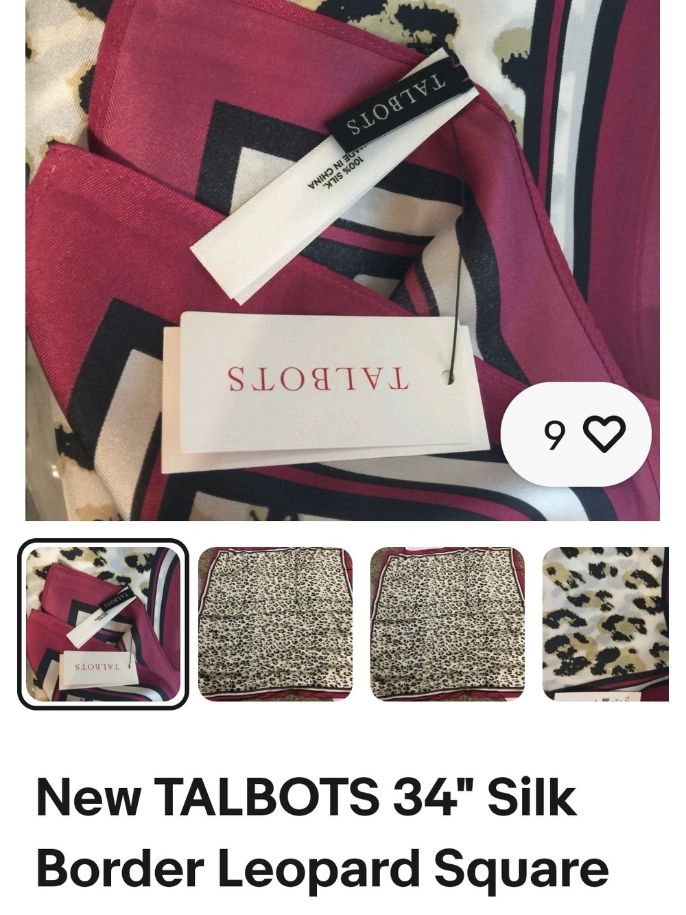 Talbots Leopard Print Silk Scarf MWT